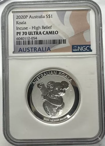 2020 P $1 Proof Australia Koala Incuse High Relief NGC PF 70 Ultra Cameo