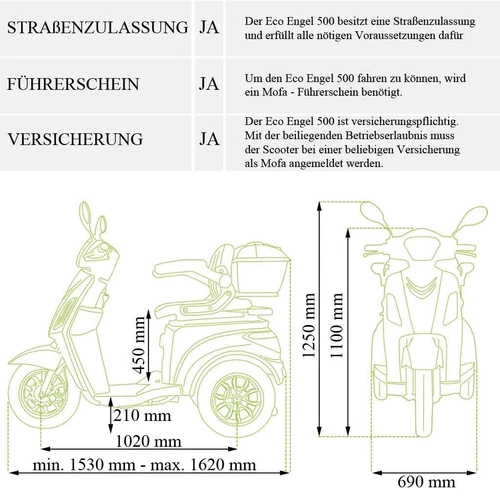 ECO ENGEL 500 Braun, 25 km/h, , 1000 Watt Elektromobil, Seniorenmobil, E Trike - Bild 5 von 14