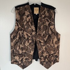 Wah Maker Frontier Clothing Western Button Front Vest Waistcoat Mens Medium