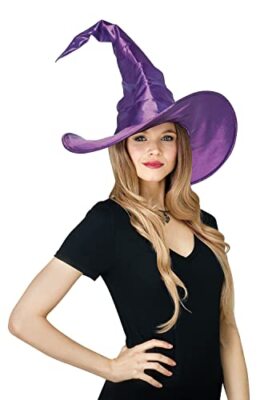 Fun World Purple Curved Cone Witch Hat Standard Halloween Wizard Magic 93138CP
