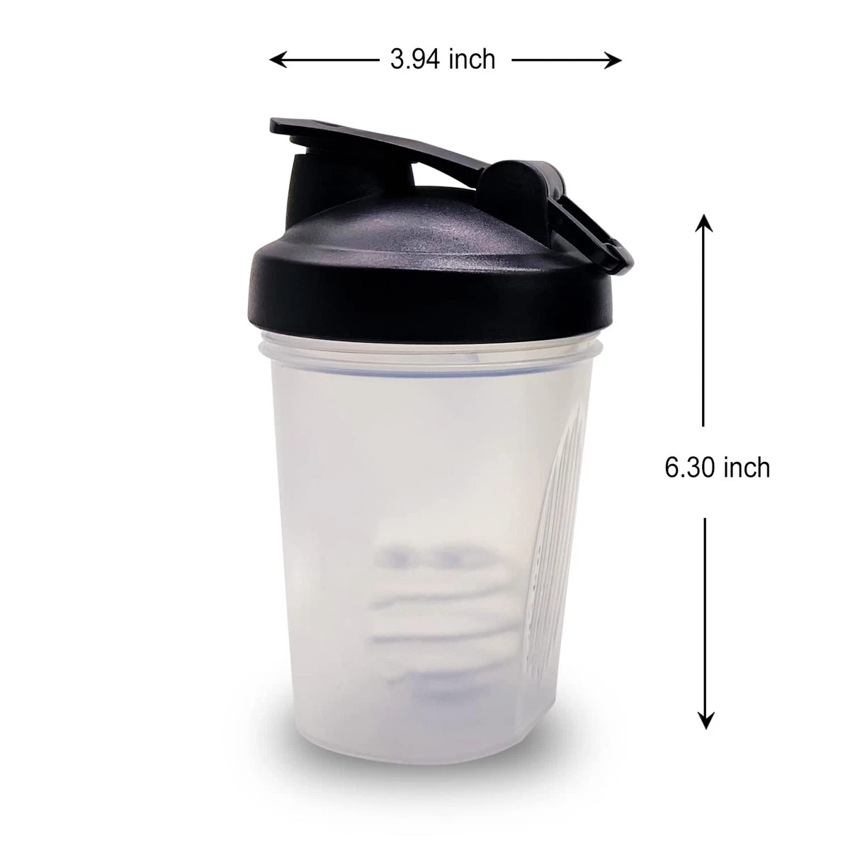 Protein Shaker Bottle - Clear w/ Black Lid