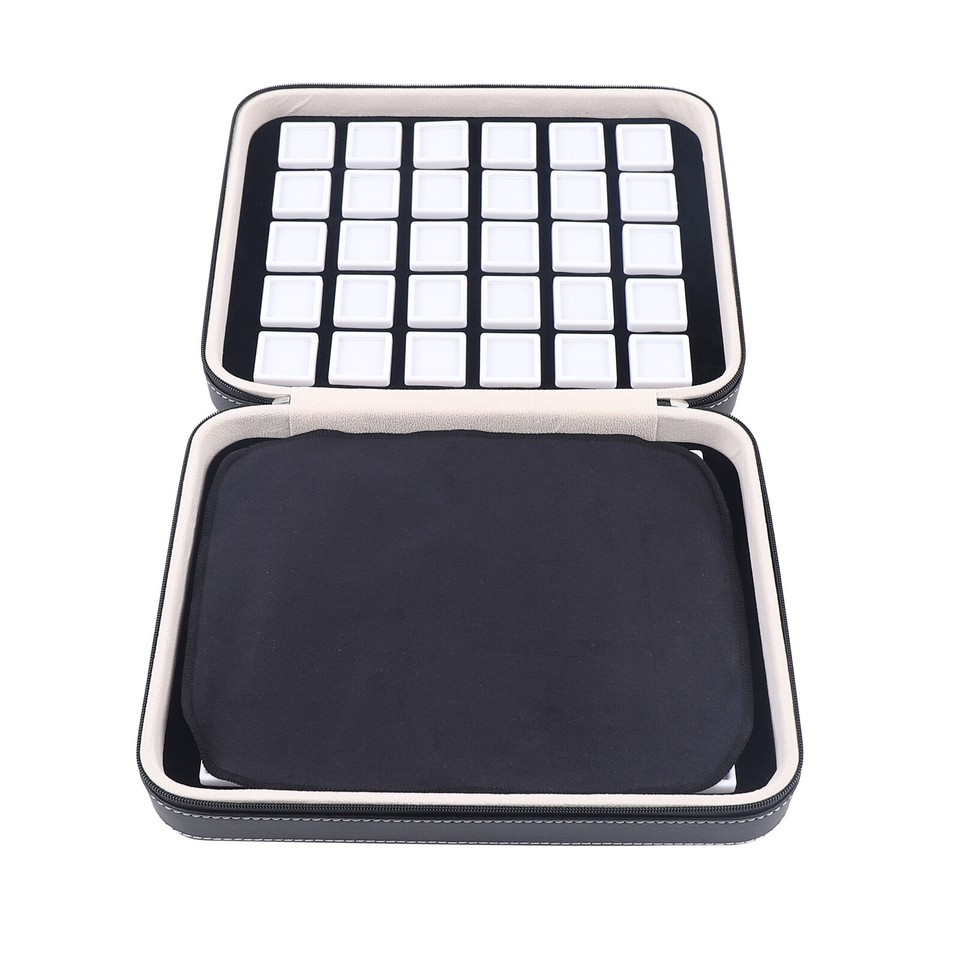 60 Grids Leather Gemstone Gem Diamond Storage Case Jewelry Display Box