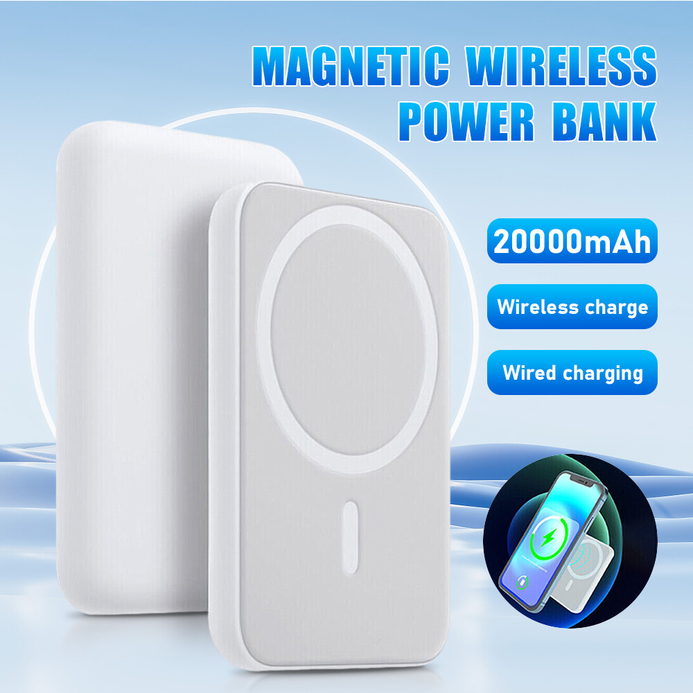 20000mAh Magnetic Power Bank Wireless Battery Pack +Cables For iPhone / Android