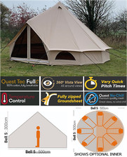 Quest Elite Signature 5mtr Cotton Canvas Bell Teepee Wigwam Festival Tent 