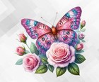 Butterfly Pink Rose Spring Bedroom Wall Vinyl Sticker Decals ty818