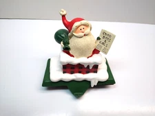 Hallmark Stocking Hanger Santa Good Boy & Girl List Chimney Cast Iron about 1990