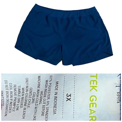 Tek Gear Shorts Womens 3x Athletic Gym Workout Blue Stretchy Knit Exercise