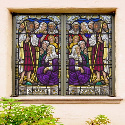 3D Crowd A139 Window Film Print Sticker Cling Stained Glass UV Sinsin