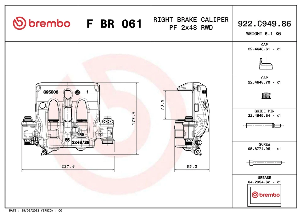 Fits Mercedes Sprinter 2.1 CDi 3.0 Brake Caliper Front Right Brembo #1 - Image 3 of 4