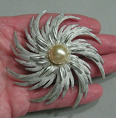 Mid-Century Women\u2019s Jewelry 1960s Sarah Coventry Brooch Vintage Faux Pearl Brooch Silver Flower Pin Sarah Coventry Lapel Pin