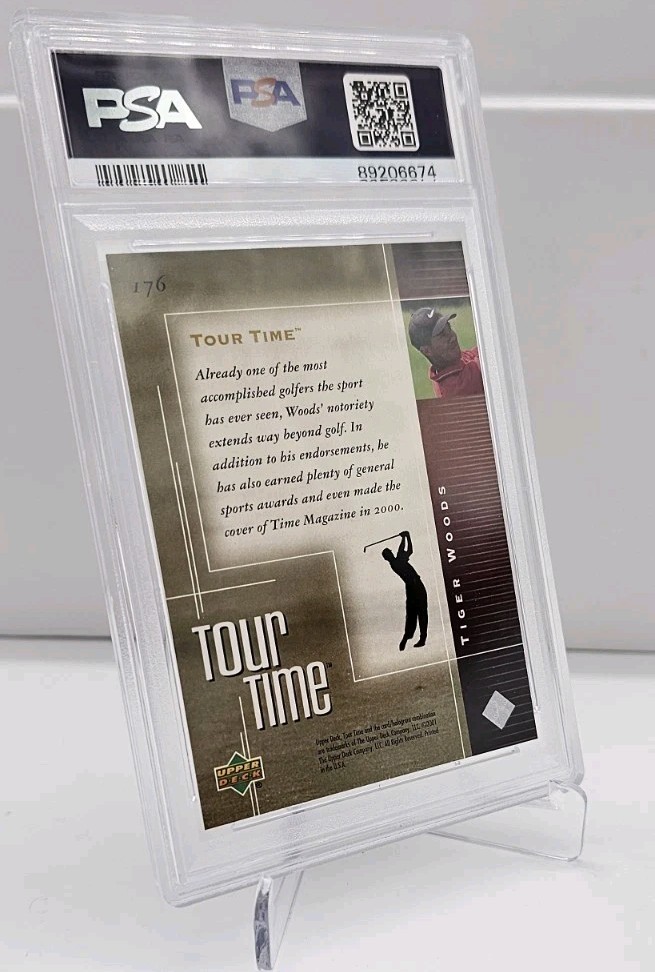 2001 Tiger Woods Upper Deck Tour Time Golf #176 - Rookie PSA 10 GEM MINT view 12