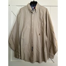 Classic Tommy Hilfiger Shirt Mens 16 1-2 Khaki Crested Cotton