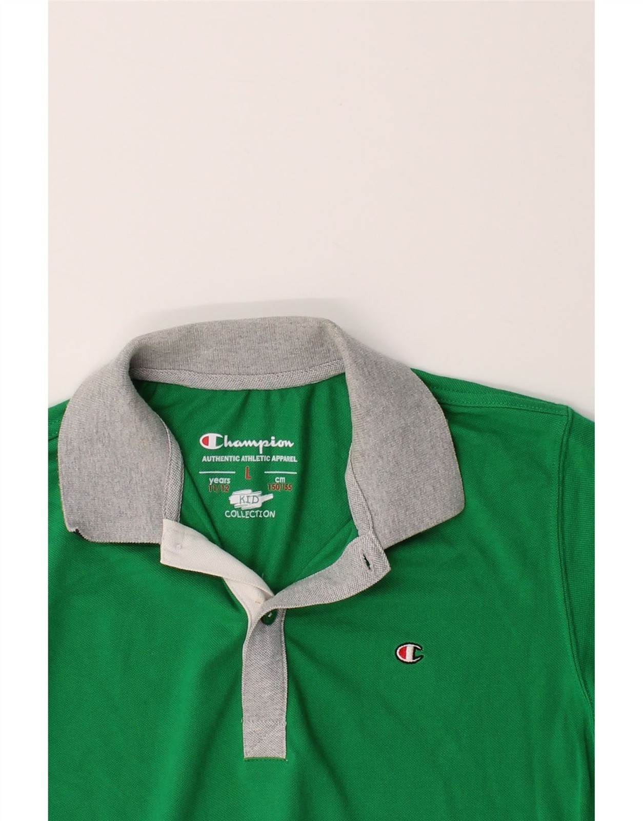 CHAMPION Boys Polo Shirt 11-12 Years Large Green Cotton DH84 image 4
