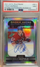 2021-22 O-Pee-Chee Platinum Rainbow Cole Caufield #R-CC Auto RC PSA 9