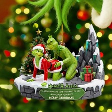 Custom Naughty Couple 2D Flat Christmas Ornament, Funny Holiday Ornament Gifts