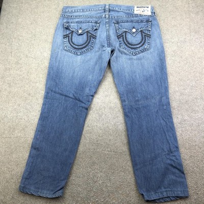 True Religion Jeans Mens 40x32 Blue Medium Wash Tapered Denim