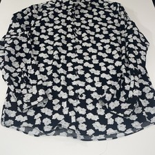 Calibrate Men  s Black and White floral leaf Shirt Size Small Slim Fit Non-Iron