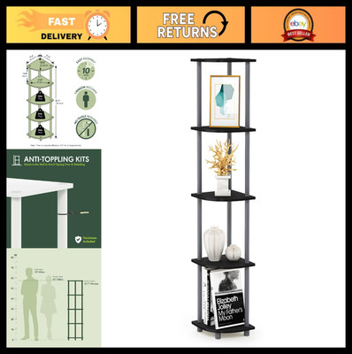 5-Tier Corner Bookshelf - Open Storage Shelves for Living Room, Office, Garage,