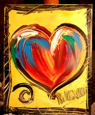 HEARTS Abstract Modern Original Oil Painting  CANVAS BY KAZAV