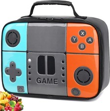 Boys Gamer Lunch Box Insulated Leather Kids School Thermal Cooler Bag for Teens