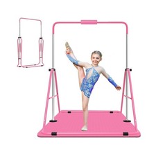 Gymnastics Bar for Kids, Adjustable Height Gymnastic Horizontal Bars with Mat...