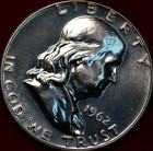 Uncirculated Proof 1962 Philadelphia Mint Silver Franklin Half — photo 1