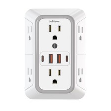 6 Outlet Extender Surge Protector Multi Plug Wall Adapter USB Charger Ports with