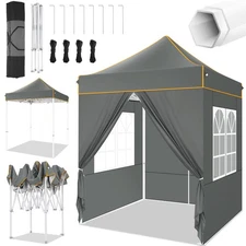 6.5'x6.5' Pop up Canopy Heavy Duty Waterproof UV 50+ Event Tent with 4 Sidewalls