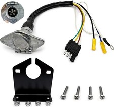 NEWSUN 4 Way Flat to 6 Way Round Connector Vehicle Side Trailer 4 way to 6 way