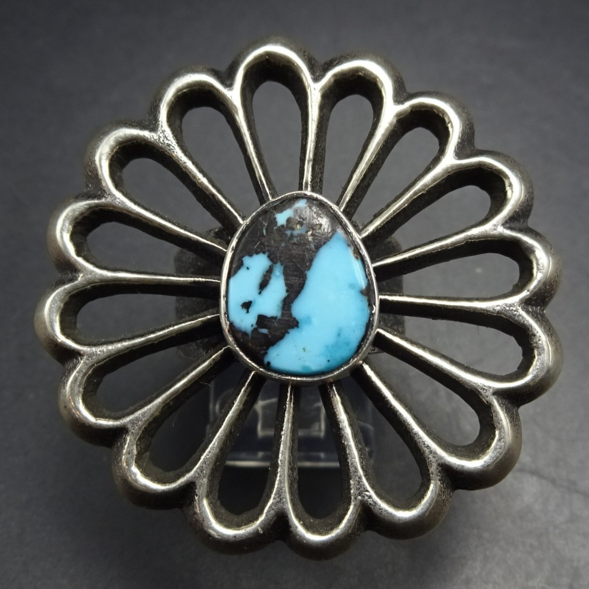 Vintage AARON ANDERSON Navajo TURQUOISE Tufa Cast Sterling Silver