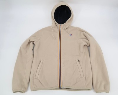 K-WAY Lily Polar Double Reversible Hoodie Jacket White Oatmeal Navy Women Size 7