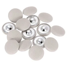 15Pcs Fabric Cloth Covered Button, 18mm 28L Metal Shank Buttons, Beige