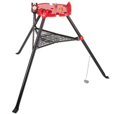 6" Tripod Pipe Chain Vise Stand with Steel Legs  Rubber Mounts - Portable, Stur