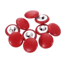 25pcs PU Leather Covered Button 15mm Aluminum Shank Round Button, Red