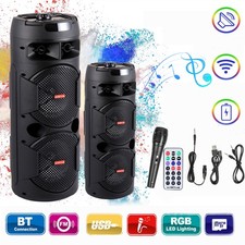 6000W Dual 8" Bluetooth Speaker Sub woofer Heavy Bass Sound Party System W/ Mic