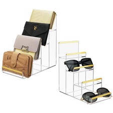 Purse Display Stands, 2 Pack 4-Tier Acrylic Wallet Holder Risers Stand, 2-Inc...