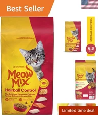 6.3 Pound Hairball Control Dry Cat Food with Holistic Ingredients for All Breeds