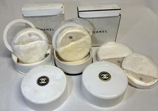 VTG Chanel EMPTY No. 5 No. 22 Bath Dusting Powder w/ Puffs & Screen PROP USE