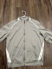 Nike FitDry Men's Gray/White Colorblock Full Zip Track Jacket Pockets L