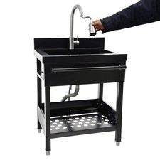 Single Bowl Kitchen Sink with Faucet 201 Floor Standing Stainless Steel sink