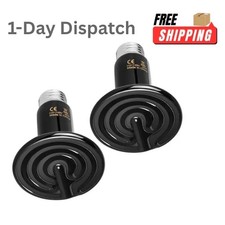 Share 75W Ceramic Heat Emitter Bulb 2 Pack Reptile Heat Lamp No Light E26 Heater