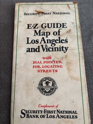 1929 E-Z Guide Folding Map of Los Angeles & Vicinity w/ Dial Pointer