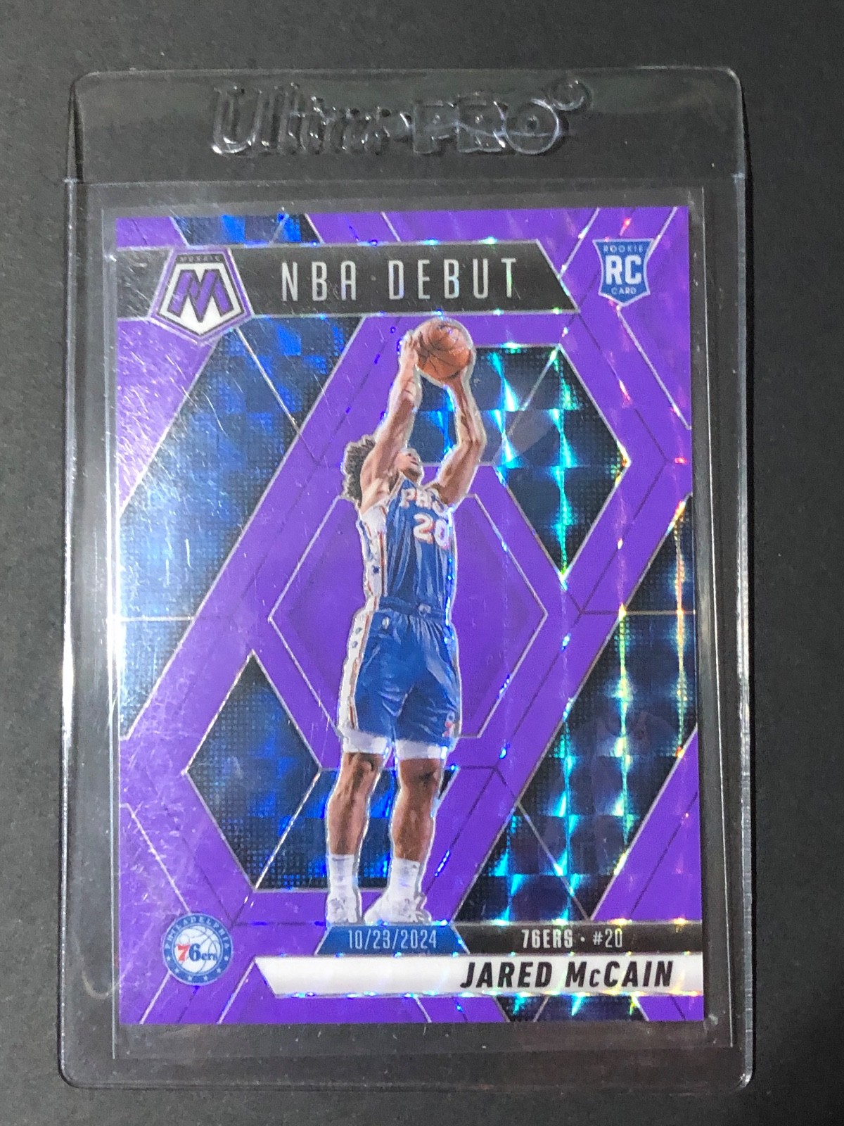 2024 Mosaic Jared McCain Purple Fluorescent Prizm ROOKIE SP/249 NBA Debut