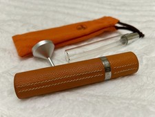 HERMES Travel Atomizer Perfume Case Set Epsom Orange Leather preowned