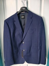 Image of BOSS JECKSON textured navy blue suit jacket 46s