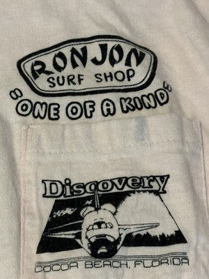 80s ハーゲンダッツ　hanes　XL 　90s シャネル　モーションロゴ Vtg 80's SPACE SHUTTLE Hanes Beefy T-Shirt Pink RON JON Surf Shop