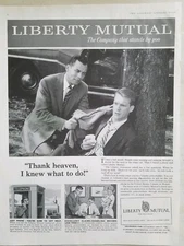 1956 Liberty Mutual Insurance car accident telephone booth thank heaven ad