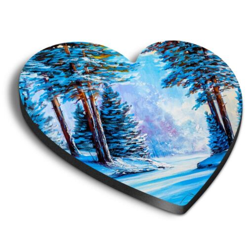 Magnesy MDF z sercem - Zimowe drzewa Obraz Las Śnieg #16814 - Zdjęcie 1 z 8