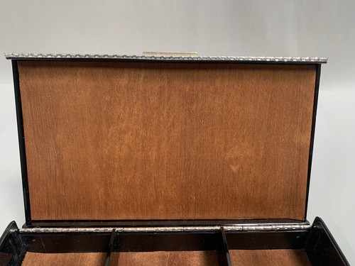 Vintage Trinket Portagioie Decorazione Coperchio Cerniera Foderato in Legno (A7) - Foto 4 di 10