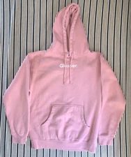 GLOSSIER Original Pink Classic Pullover Hoodie Sweatshirt Oversize SMALL